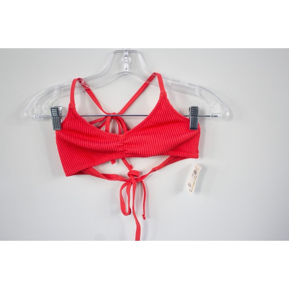 NEW WITH TAGS Aerie Crinkle Halter Tie Bikini Top Resort Red Size Size Medium